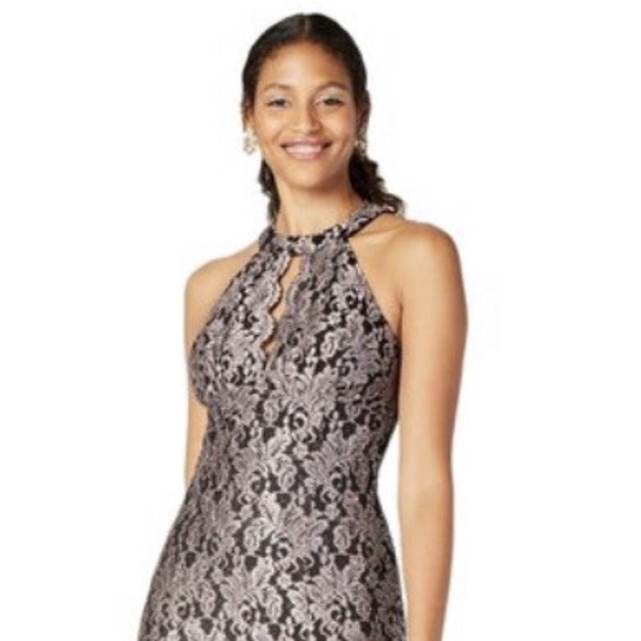 Nightway Cocktail Prom Party Mermaid Womens Dress Glitter-Lace Keyhole Gown 4 - Picture 2 of 8